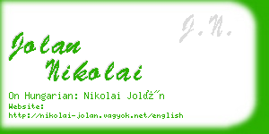 jolan nikolai business card